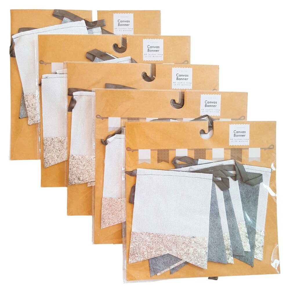 Silver Sequins White Grey Canvas Banners Garland